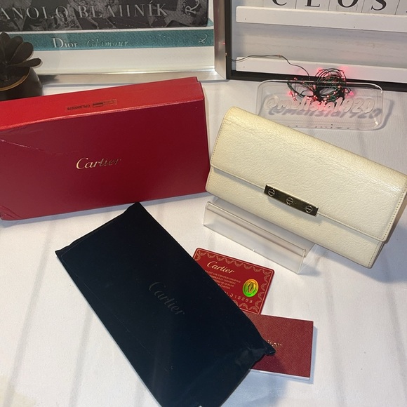 Vintage Cartier Ivory Patent Leather Wallet GUC - Picture 6 of 13